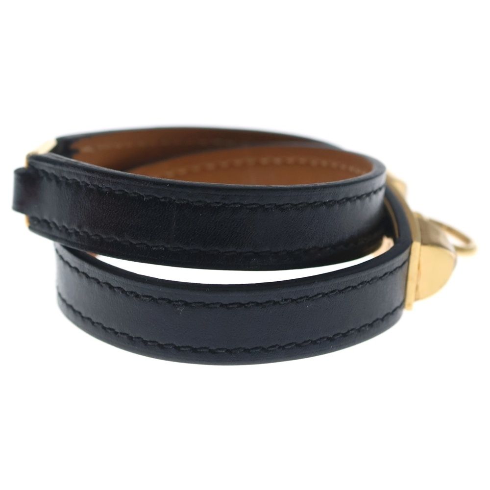Hermes Rival Double Tour Leather Bracelet Black Brown — view 3