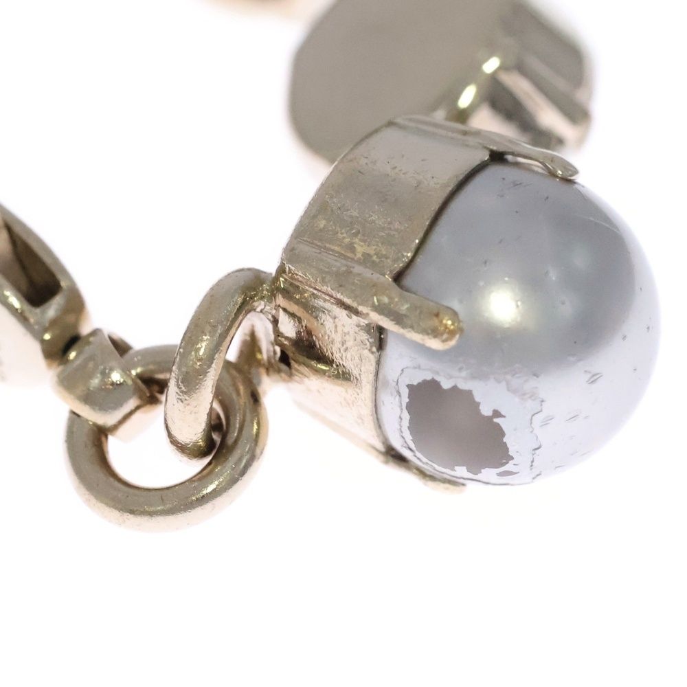 Gucci Interlocking Logo Rhinestone Pearl Bracelet White Gold — view 7