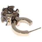 Chanel CC Logo Hoop Earrings Gold Black — view 5