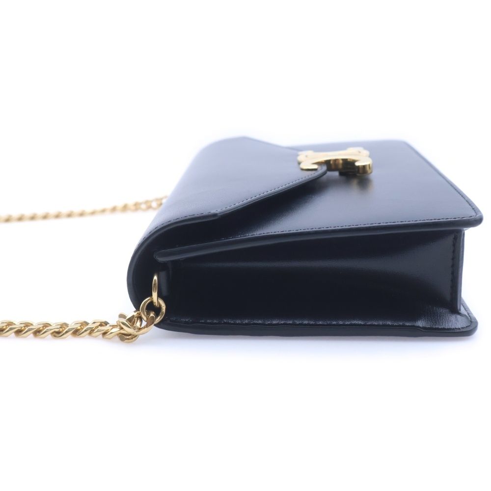 Celine Triomphe Margot Chain Shoulder Bag Black Leather Gold — view 3