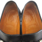 Hermes Constance H Logo Buckle Leather Loafers Shoes 39 Black Silver — view 5