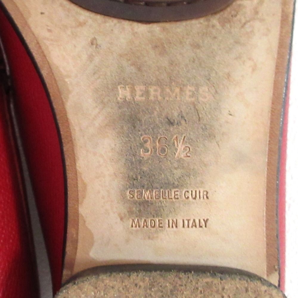 Hermes H Logo Loafers Shu Zu 36.5 Red — view 8