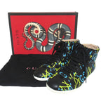 Gucci Ghost Print Leather High Cut Sneakers Shoes 35.5 Black — view 7