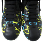 Gucci Ghost Print Leather High Cut Sneakers Shoes 35.5 Black — view 4