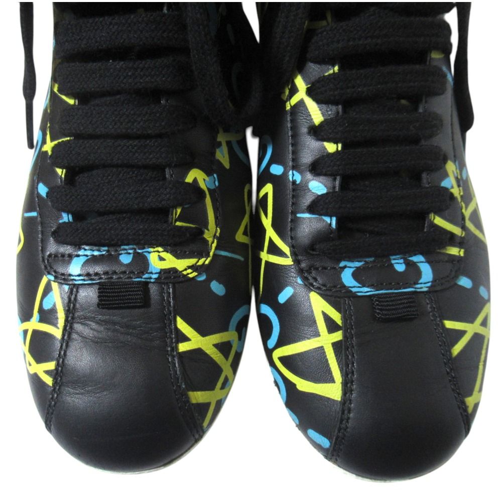 Gucci Ghost Print Leather High Cut Sneakers Shoes 35.5 Black — view 4