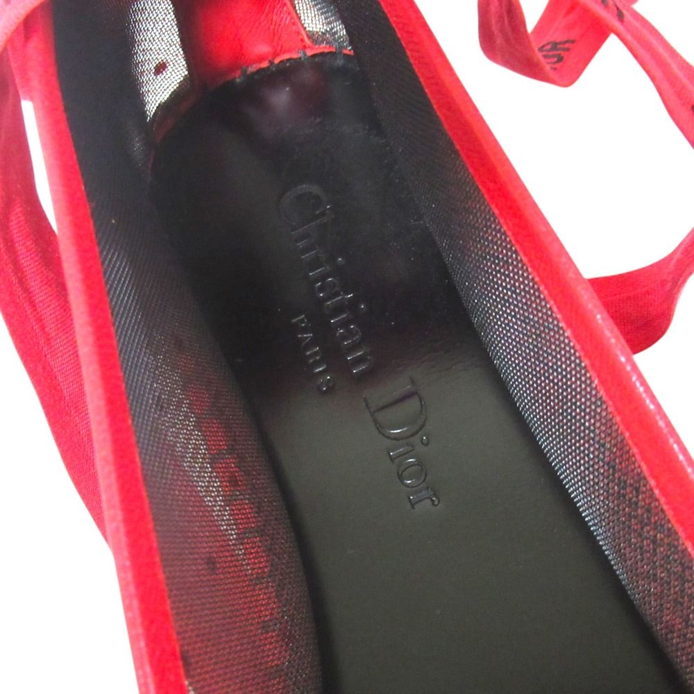 Dior Nicely-d J'adior Ribbon Strap Espadrilles Flat Shoes 37 Red — view 6