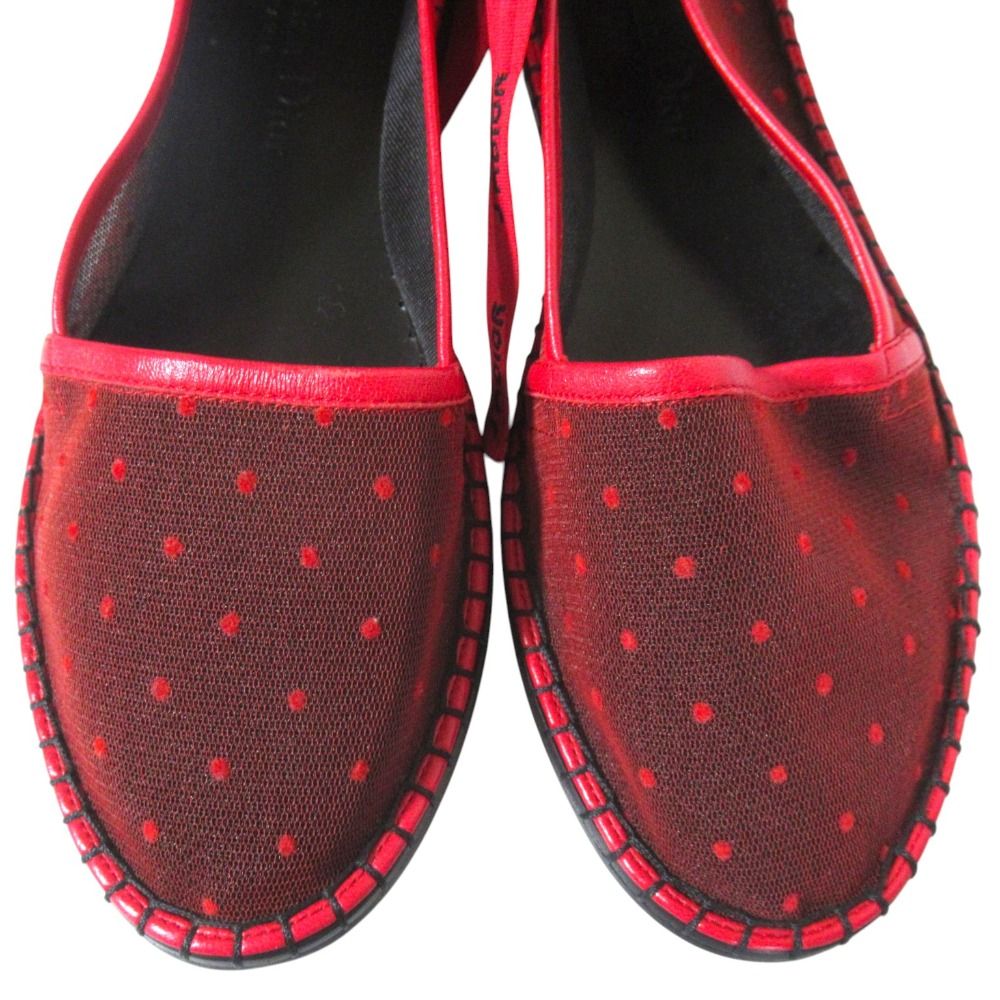Dior Nicely-d J'adior Ribbon Strap Espadrilles Flat Shoes 37 Red — view 4