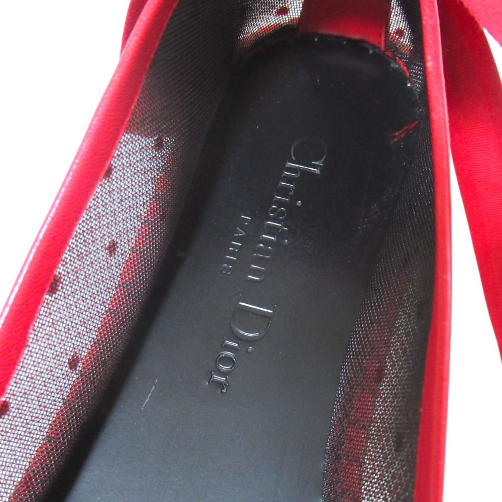 Dior Nicely-d J'adior Ribbon Strap Espadrilles Flat Shoes 37 Red — view 5