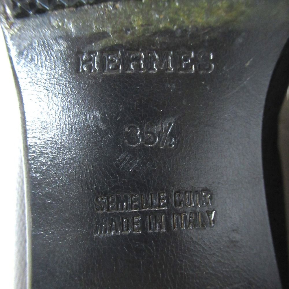 Hermes Kelly Loafers Shoes 35.5 Black Gold — view 9