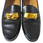 Hermes Kelly Loafers Shoes 35.5 Black Gold — view 4