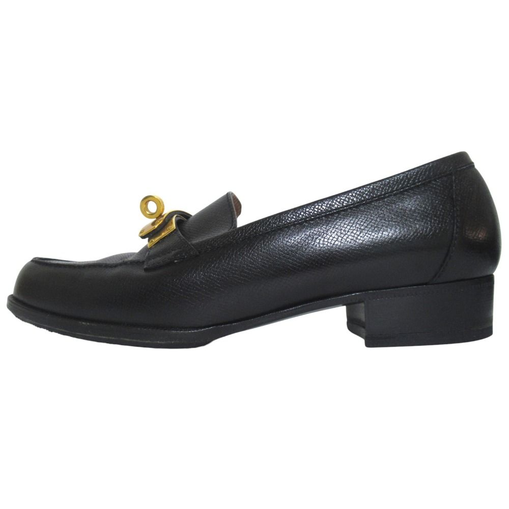 Hermes Kelly Loafers Shoes 35.5 Black Gold — view 2