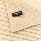 Chanel CC Logo Cashmere Mushroom Blue Knit Scarf Beige Sweater — view 8