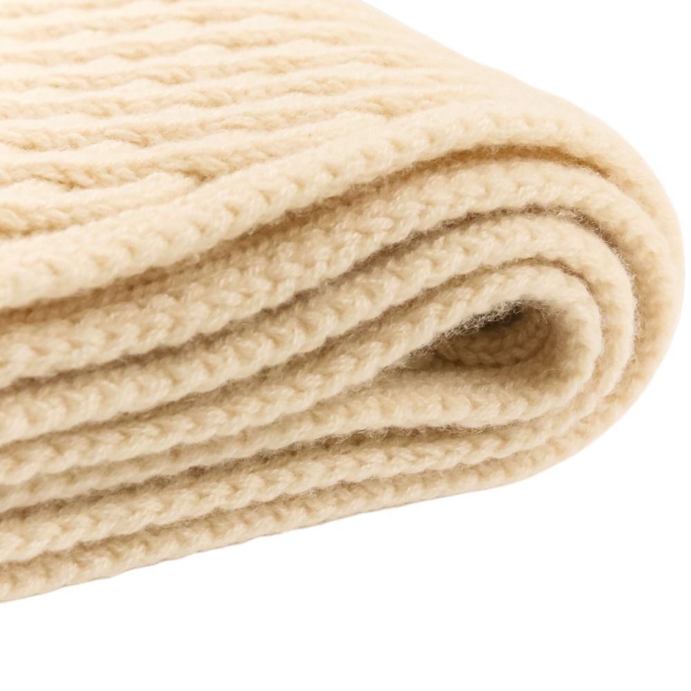 Chanel CC Logo Cashmere Mushroom Blue Knit Scarf Beige Sweater — view 4