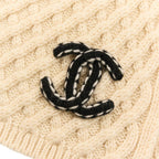 Chanel CC Logo Cashmere Mushroom Blue Knit Scarf Beige Sweater — view 7