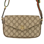 Gucci Office Web Line GG Split Muscadas Brown Shoulder Bag — view 2