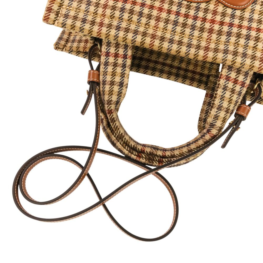 Celine Triomphe Logo Small Cabas Thais Tweed 2-Way Shoulder Bag Brown Beige — view 7