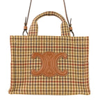 Celine Triomphe Logo Small Cabas Thais Tweed 2-Way Shoulder Bag Brown Beige — view 2