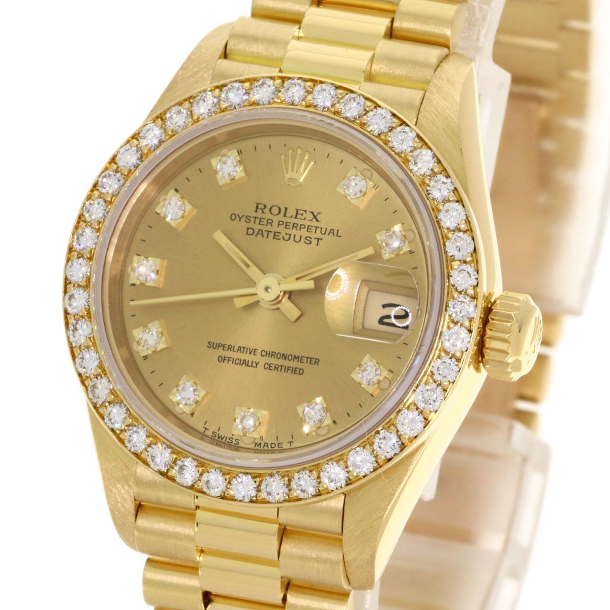Rolex Datejust Diamond Watch 18k Yellow Gold — view 3