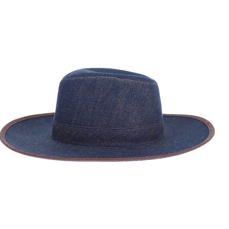 Hermes Wide Brim Hat Cotton Linen Indigo Blue 57 Travel Sea Resort — view 3