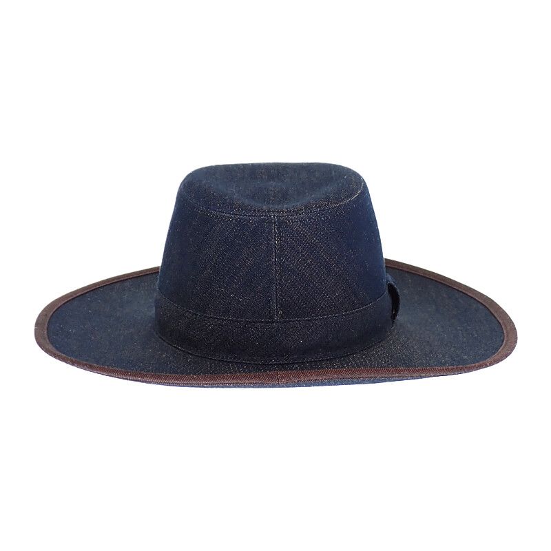 Hermes Wide Brim Hat Cotton Linen Indigo Blue 57 Travel Sea Resort — view 4