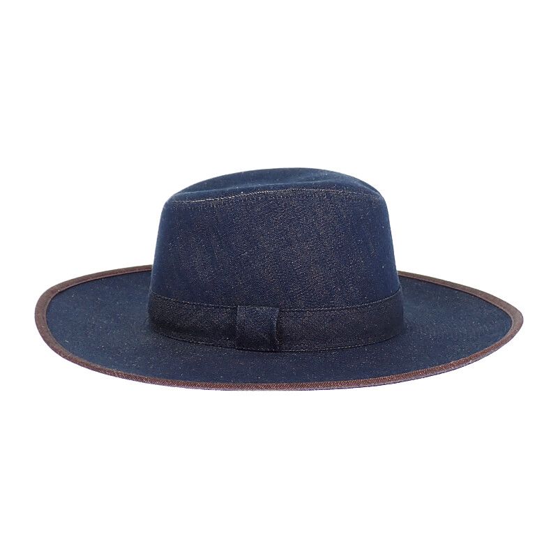 Hermes Wide Brim Hat Cotton Linen Indigo Blue 57 Travel Sea Resort — view 5