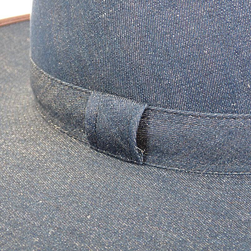 Hermes Wide Brim Hat Cotton Linen Indigo Blue 57 Travel Sea Resort — view 8