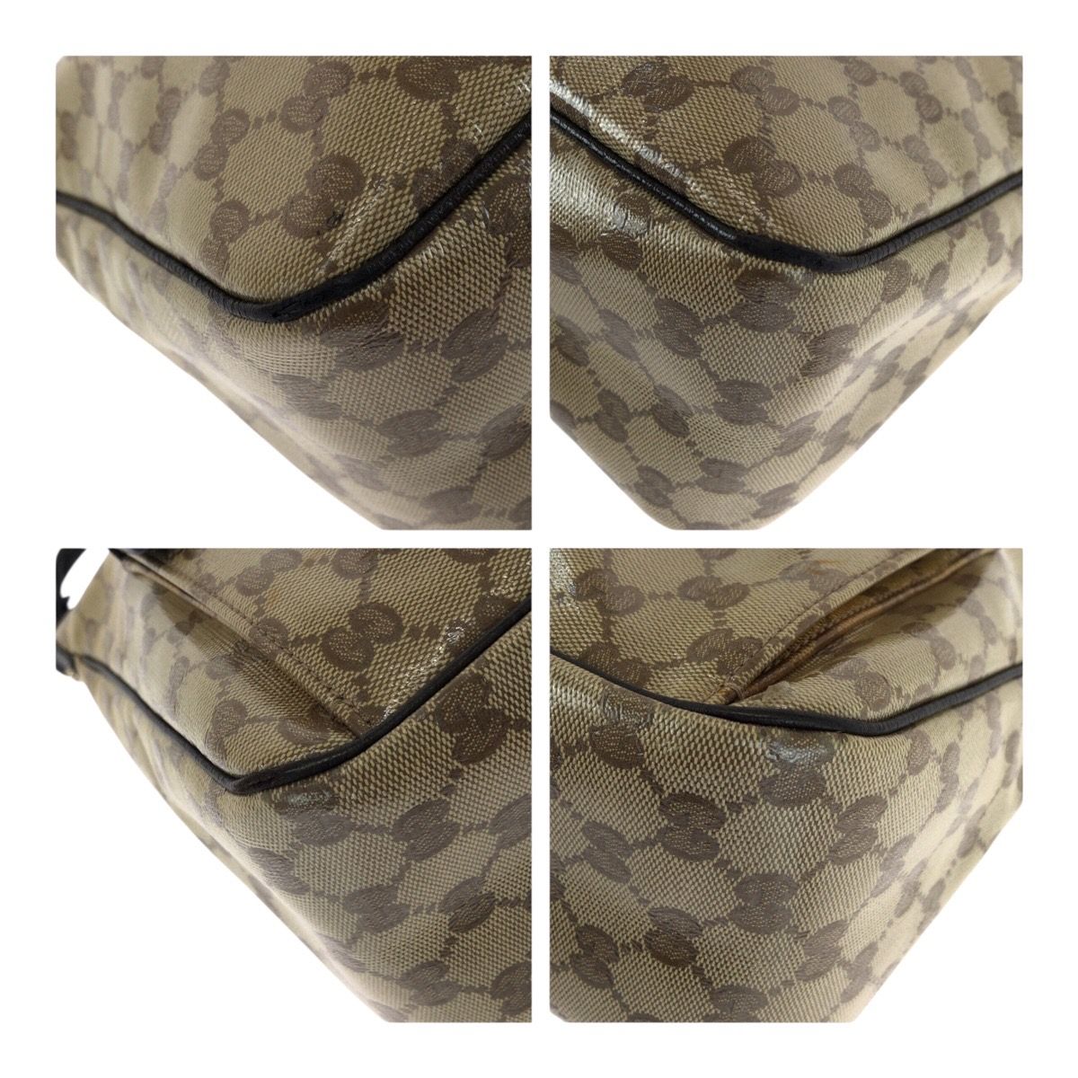 Gucci GG Crystal Brown Beige Gold Hobo Shoulder Bag — view 3