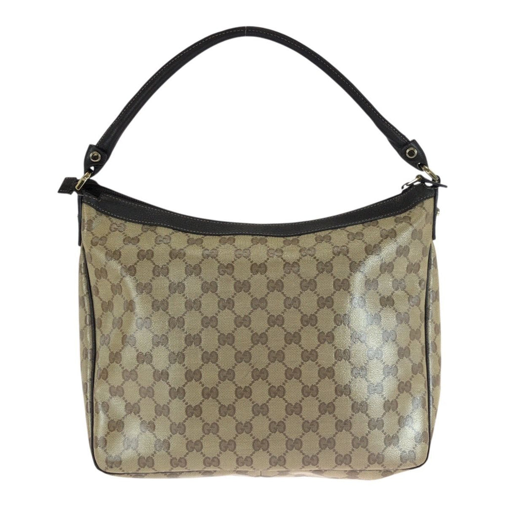 Gucci GG Crystal Brown Beige Gold Hobo Shoulder Bag — view 2