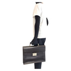 Prada Brown Silver Leather Business Briefcase — view 7