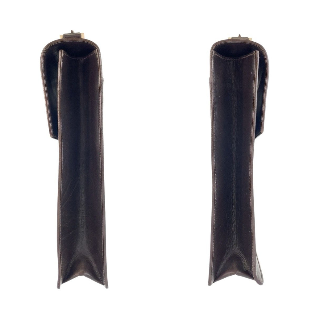 Prada Brown Silver Leather Business Briefcase — view 8