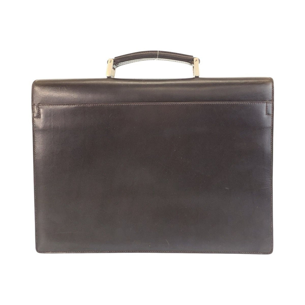Prada Brown Silver Leather Business Briefcase — view 2