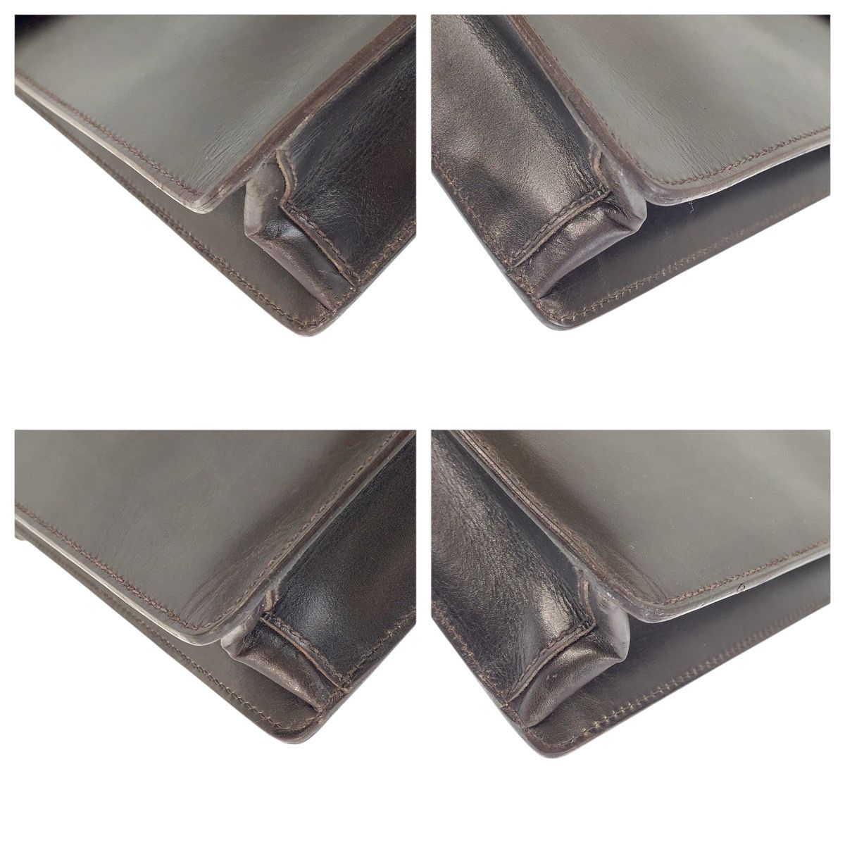 Prada Brown Silver Leather Business Briefcase — view 3