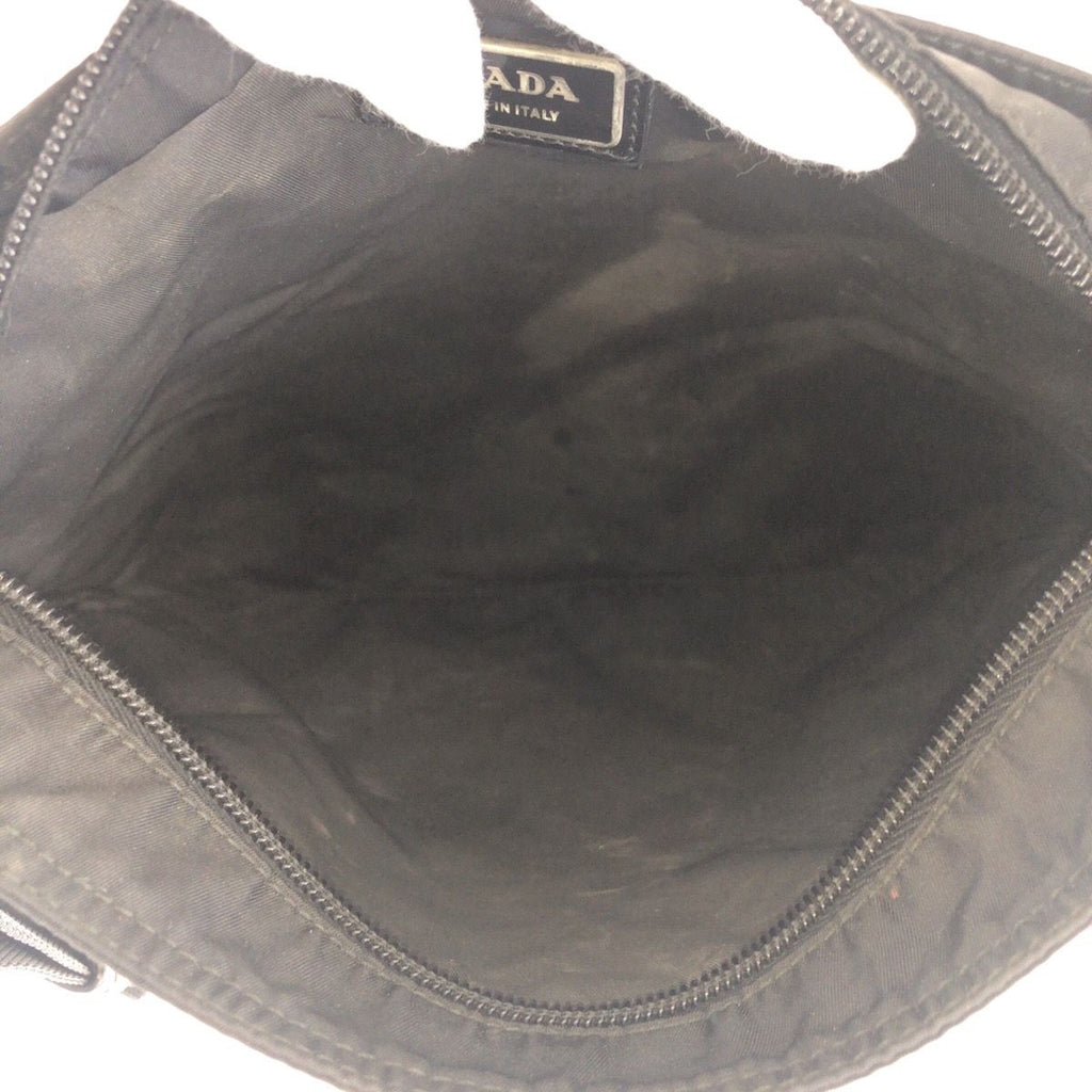Prada Tessuto Black Silver Nylon Shoulder Bag — view 8