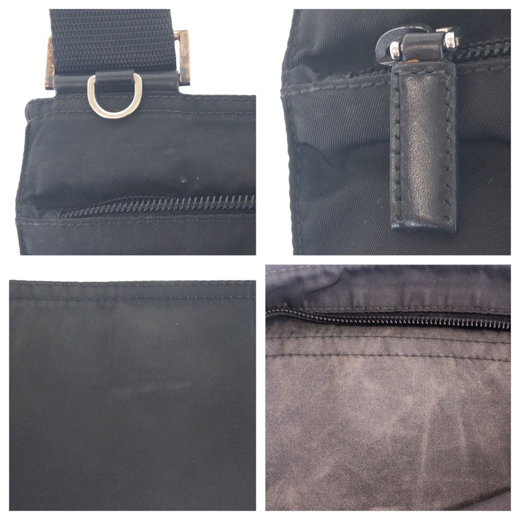 Prada Tessuto Black Silver Nylon Shoulder Bag — view 5