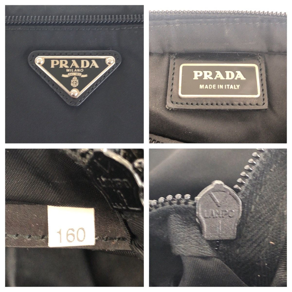 Prada Tessuto Black Silver Nylon Shoulder Bag — view 4