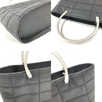 Chanel Handbag Metal Handle Choco Bar Nylon Gray — view 7