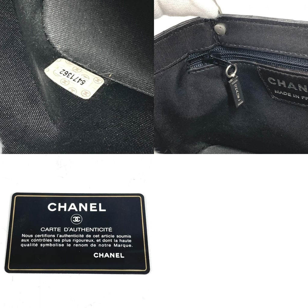 Chanel Handbag Metal Handle Choco Bar Nylon Gray — view 9
