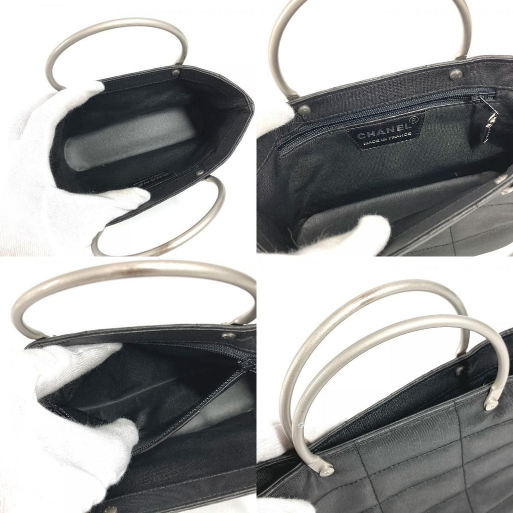 Chanel Handbag Metal Handle Choco Bar Nylon Gray — view 8