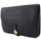 Hermes Dogon GM Taurillon Clemence Black Gold I Wallet — view 2