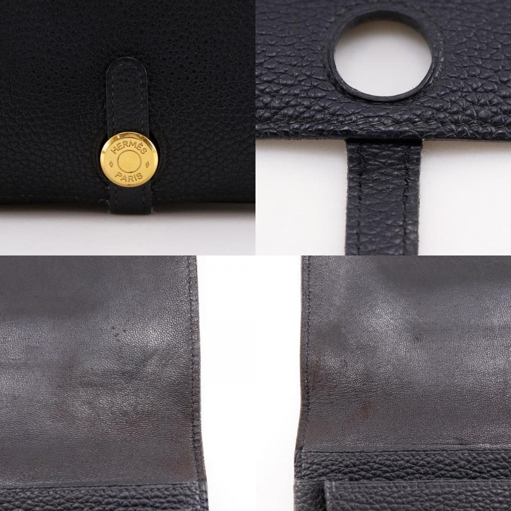 Hermes Dogon GM Taurillon Clemence Black Gold I Wallet — view 8
