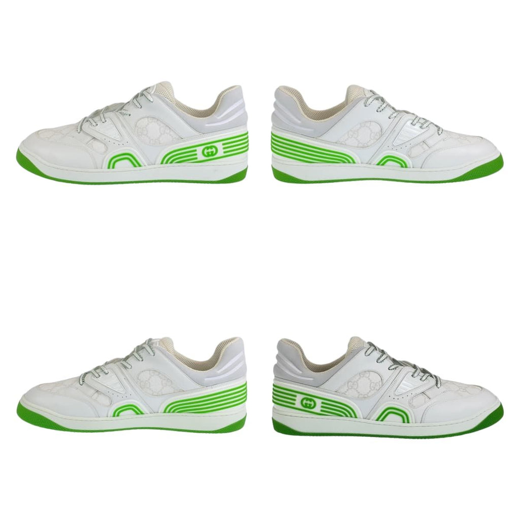Gucci Basket 11.5 White Green GG Canvas Leather Low Cut Lace Up Sneaker — view 7