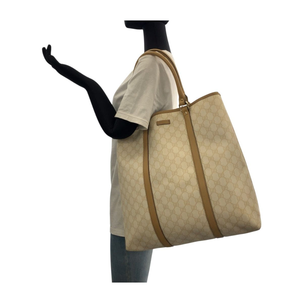 Gucci Beige Brown Gold GG Supreme Canvas Business Tote — view 7