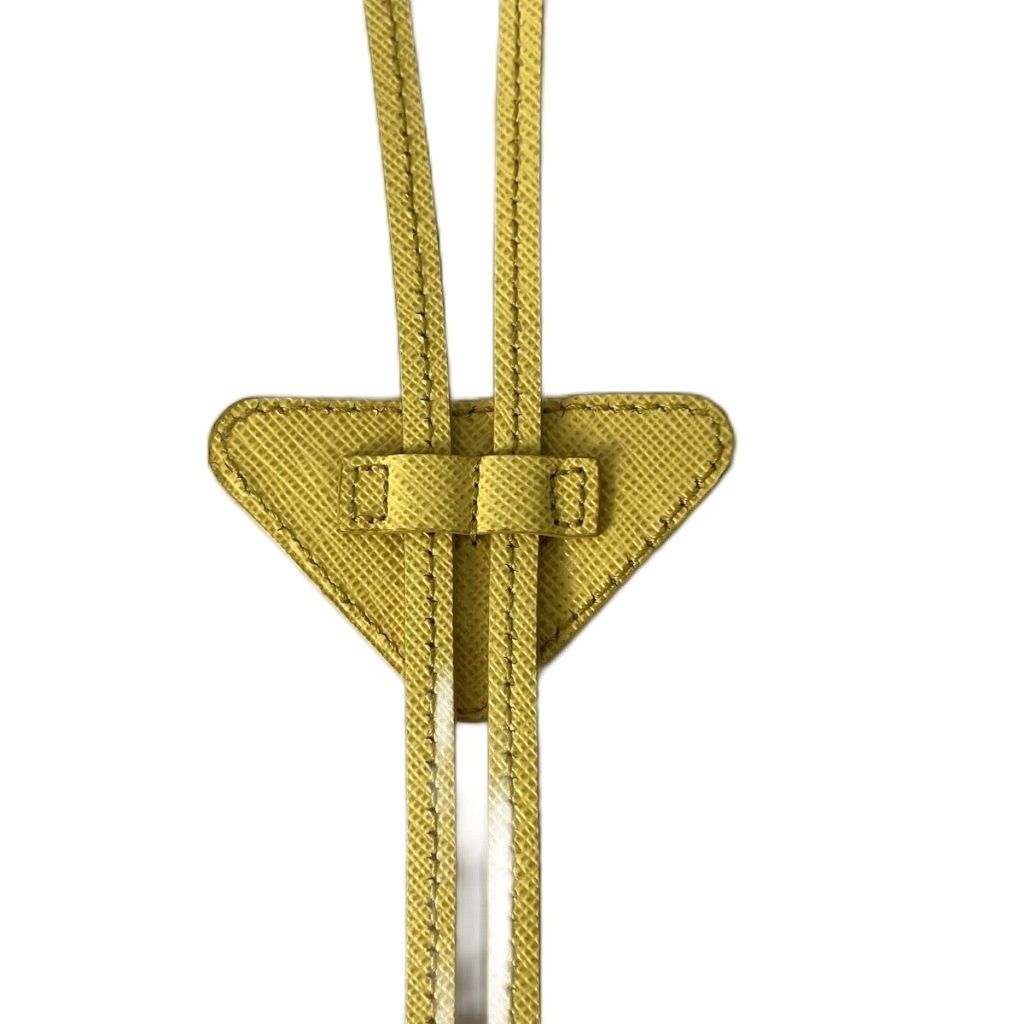 Prada Saffiano Triangle Logo Loupe Tie Leather Tie Yellow — view 6