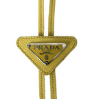 Prada Saffiano Triangle Logo Loupe Tie Leather Tie Yellow — view 4