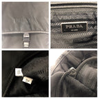 Prada Tessuto Logo Black Silver Nylon Shoulder Bag — view 4