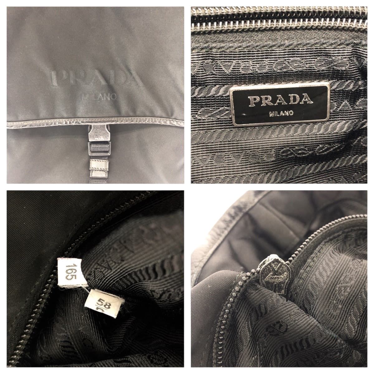 Prada Tessuto Logo Black Silver Nylon Shoulder Bag — view 4