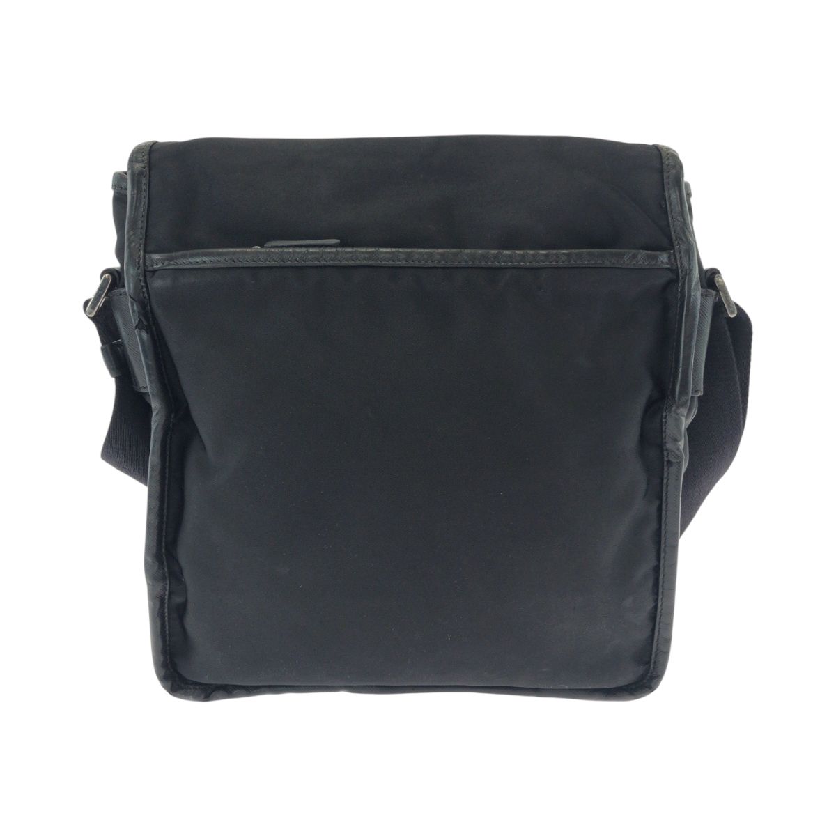 Prada Tessuto Logo Black Silver Nylon Shoulder Bag — view 2