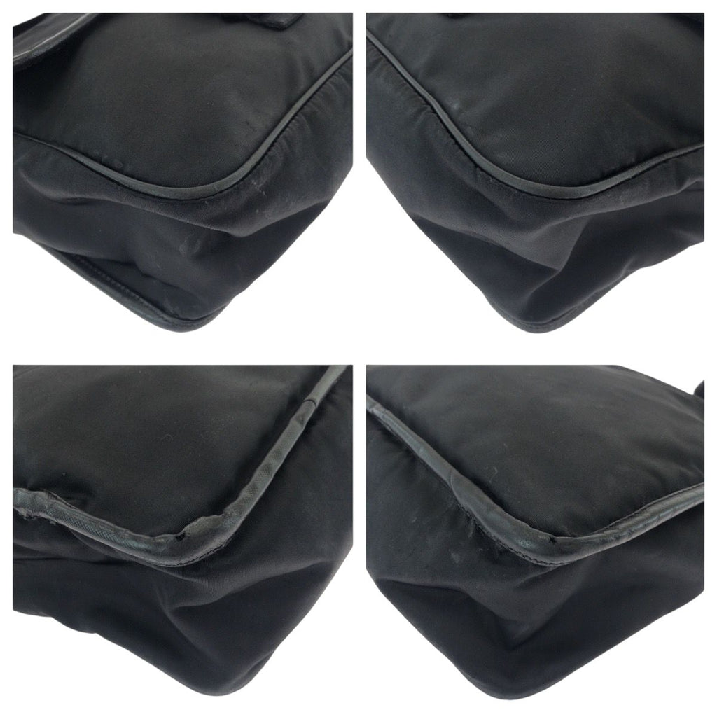 Prada Tessuto Logo Black Silver Nylon Shoulder Bag — view 3