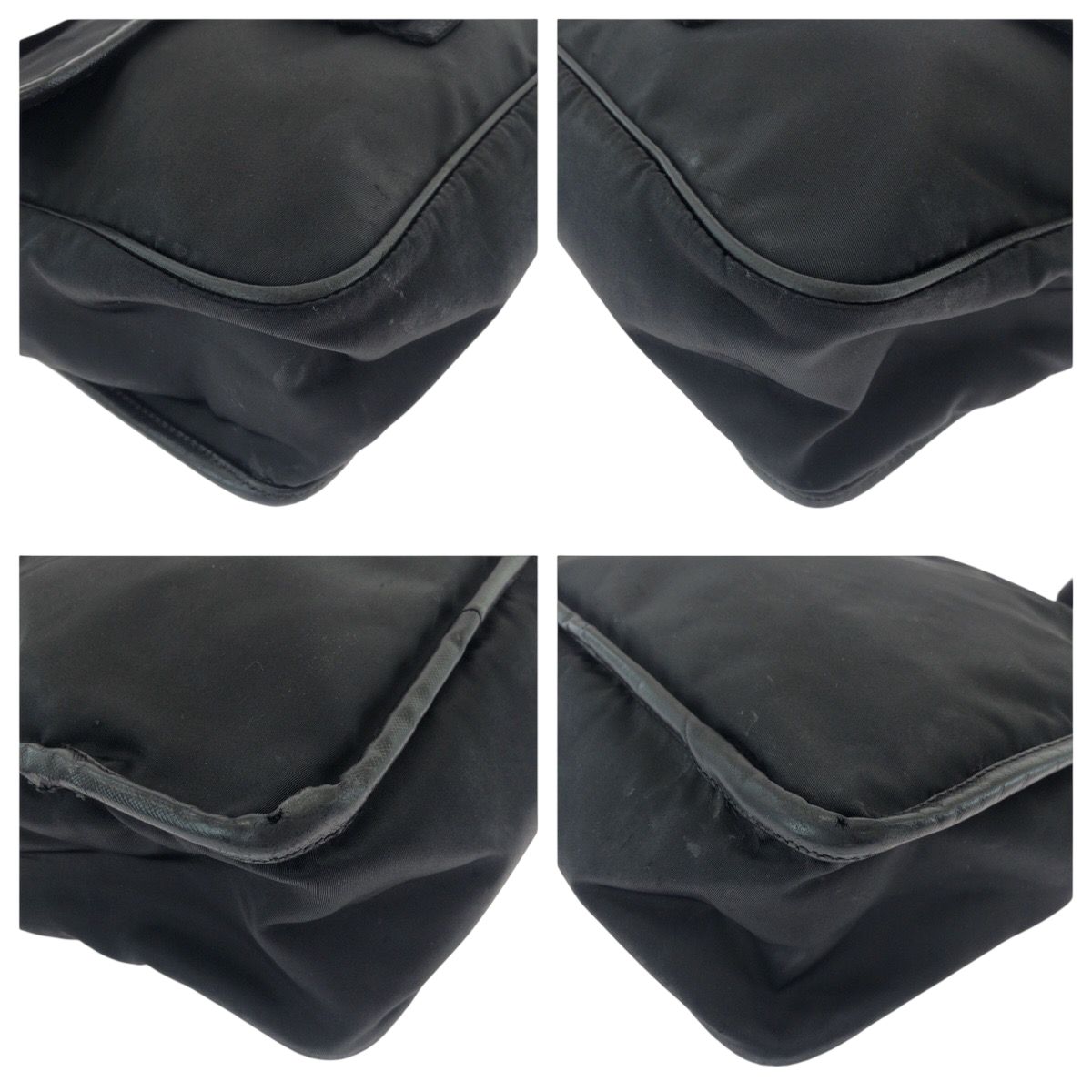 Prada Tessuto Logo Black Silver Nylon Shoulder Bag — view 3