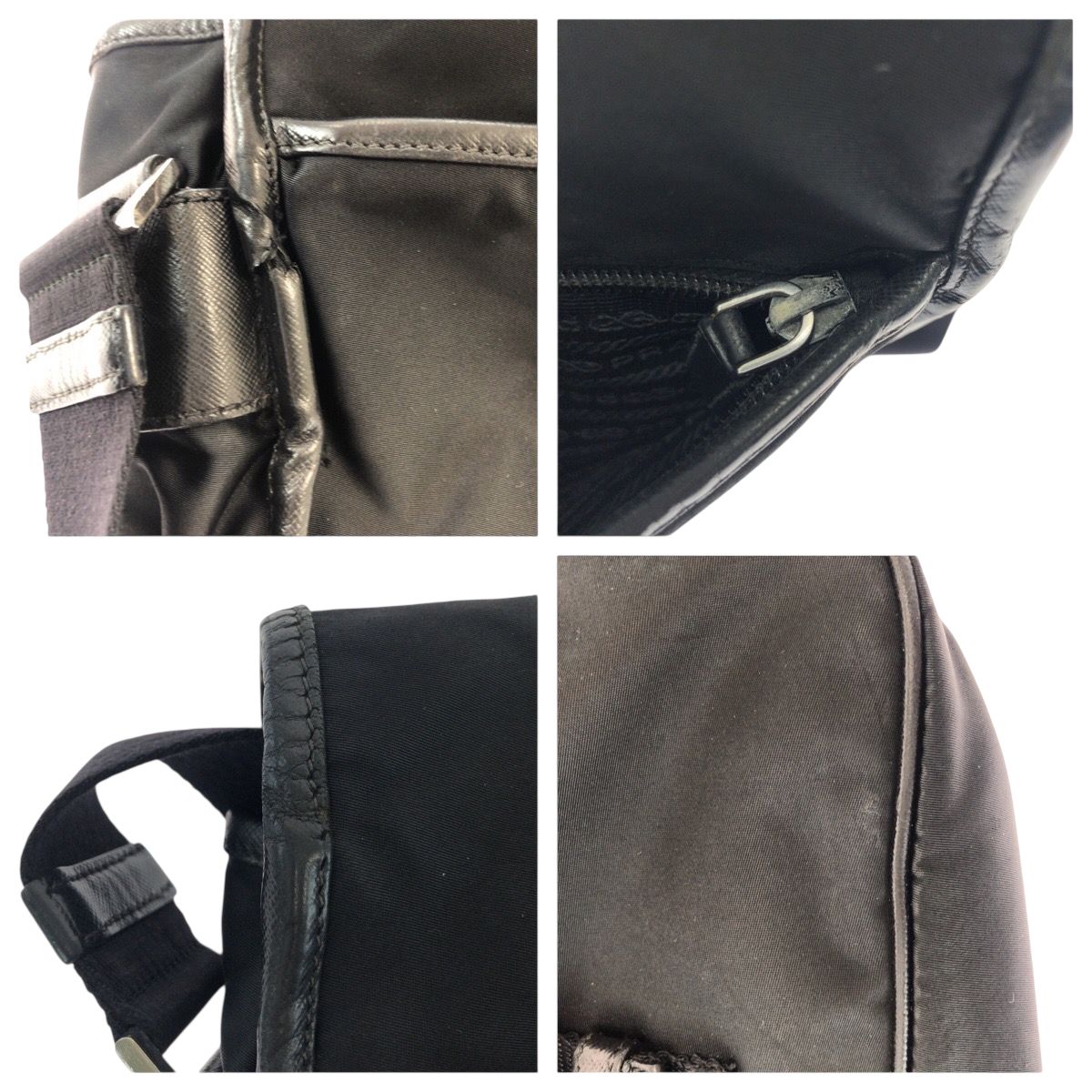 Prada Tessuto Logo Black Silver Nylon Shoulder Bag — view 5